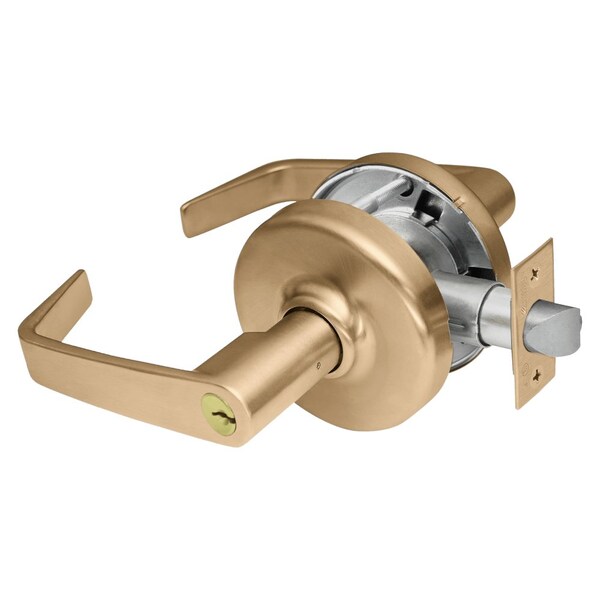Grade 2 Entry or Office Cylindrical Lock, Newport Lever, Conventional Cylinder, Satin Bronze Clear C